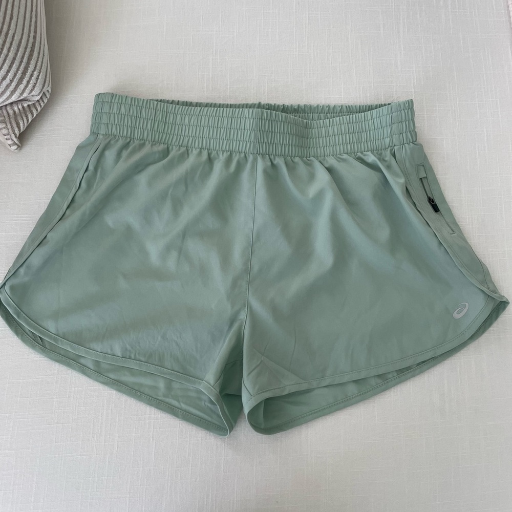 ASICS running shorts, color mint green